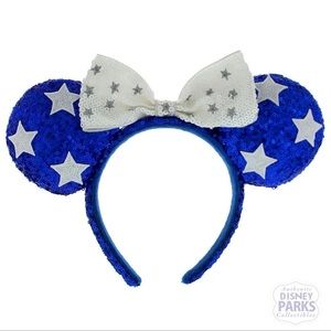 Disney Blue Patriotic Glitz Minnie Mouse Ears